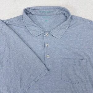 B Draddy Polo Shirt Mens Size XXL Blue Striped Pocket Golf Pima Cotton Casual